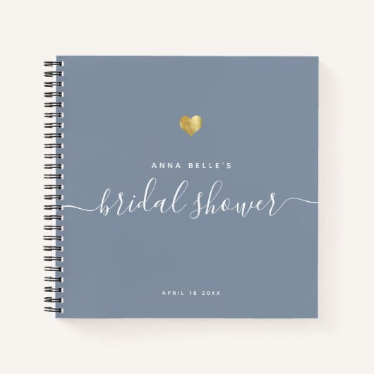 Modernes Gold Blue Script Brautparty Guest Notizblock (Vorderseite)