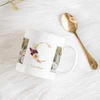 Modernes Gold Blume Letter C | Monogramm für zwei 