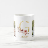 Modernes Gold Blume Letter G | Monogramm für zwei  Kaffeetasse (Mittel)