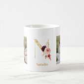 Modernes Gold Blume Letter N | Monogramm für zwei  Kaffeetasse (Mittel)