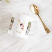 Modernes Gold Blume Letter N | Monogramm für zwei  Kaffeetasse