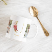 Modernes Gold Blume Letter U | Monogramm für zwei  Kaffeetasse