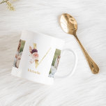 Modernes Gold-Blume Letter V | Monogramm für zwei  Kaffeetasse<br><div class="desc">Modernes Gold-Blume-Letter V | Zwei Foto-Monogramm</div>