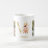 Modernes Gold-Blume Letter W | Monogramm für zwei  Kaffeetasse (Mittel)