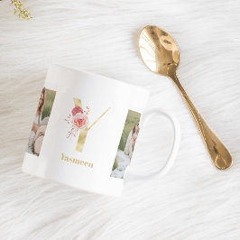 Modernes Gold Blume Letter Y | Monogramm für zwei  Kaffeetasse