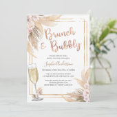 Modernes Gold Bohemisch Pampas Grass Brautparty Einladung (Stehend Vorderseite)