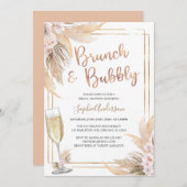 Modernes Gold Bohemisch Pampas Grass Brautparty Einladung (Vorne/Hinten)