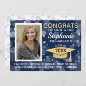 Modernes Gold Bokeh Bubbles Foto Abschluss Einladung (Vorne/Hinten)