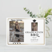 Modernes Gold Border Abschluss Foto GRILLEN Party Einladung (Stehend Vorderseite)