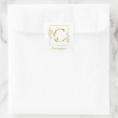 Modernes Gold Botanic Letter C Square Sticker (Tasche)