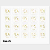 Modernes Gold Botanic Letter D Square Sticker (Blatt)
