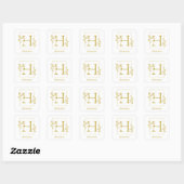 Modernes Gold Botanic Letter H Square Sticker (Blatt)