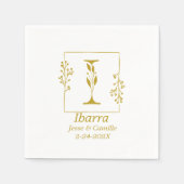 Modernes Gold Botanic Letter I Paper Serviette (Vorderseite)