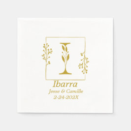 Modernes Gold Botanic Letter I Paper Serviette