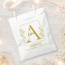 Modernes Gold Botanischer Brief A Personalisiert Geschenktütchen