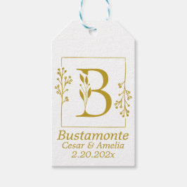 Modernes Gold Botanischer Brief B Geschenkanhänger