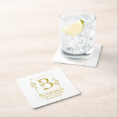 Modernes Gold Botanischer Brief B Rechteckiger Pappuntersetzer (Vor Ort)