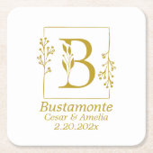 Modernes Gold Botanischer Brief B Rechteckiger Pappuntersetzer (Vorderseite)