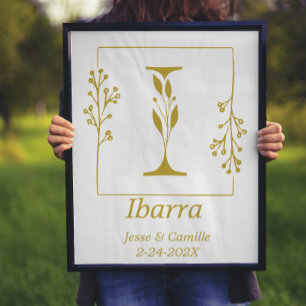 Modernes Gold Botanischer Brief I Personalisiert Poster
