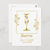 Modernes Gold Botanischer Brief I Personalisiert Postkarte (Vorne/Hinten)