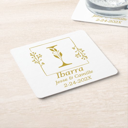Modernes Gold Botanischer Brief I Rechteckiger Pappuntersetzer (angewinkelt)