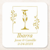 Modernes Gold Botanischer Brief I Rechteckiger Pappuntersetzer (Vorderseite)