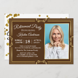 Modernes Gold Brown Foto Retirement Party Einladung