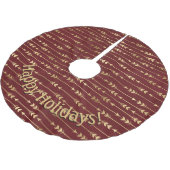 Modernes Gold Burgundy Arrows Pattern Add Message Polyester Weihnachtsbaumdecke (Schrägansicht)