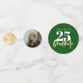 Modernes Gold Calligraphy Foto Green Abschluss Konfetti (Vorderseiten)