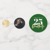 Modernes Gold Calligraphy Foto Green Abschluss Konfetti (Rückseiten)