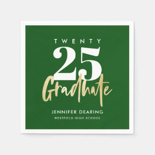 Modernes Gold Calligraphy Foto Green Abschluss Serviette