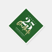 Modernes Gold Calligraphy Foto Green Abschluss Serviette (Ecke)