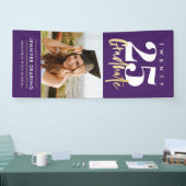 Modernes Gold Calligraphy Foto Lila Abschluss Banner (Messe)