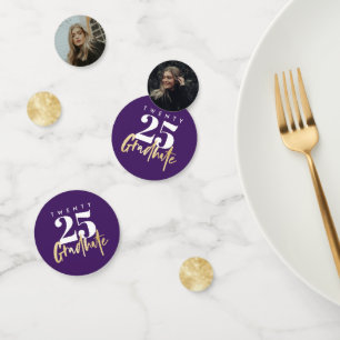 Modernes Gold Calligraphy Foto Lila Abschluss Konfetti