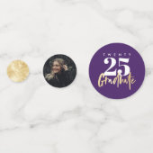 Modernes Gold Calligraphy Foto Lila Abschluss Konfetti (Rückseiten)