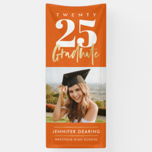 Modernes Gold Calligraphy Foto Orange Abschluss Banner