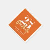 Modernes Gold Calligraphy Foto Orange Abschluss Serviette (Ecke)