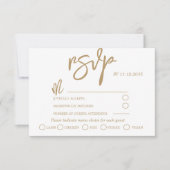 Modernes Gold Calligraphy Script Wedding RSVP Karte (Vorderseite)
