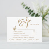 Modernes Gold Calligraphy Script Wedding RSVP Karte (Stehend Vorderseite)