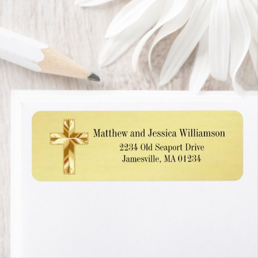 Modernes Gold Christlich Cross Rücksendeadressen-A (Insitu)