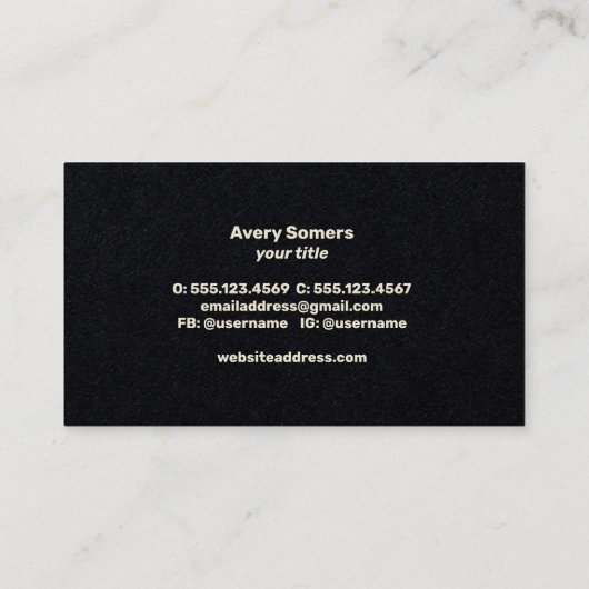 Modernes Gold Circle Black Visitenkarte (Rückseite)