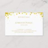 Modernes Gold Confetti Handschrift Text Template Visitenkarte (Rückseite)