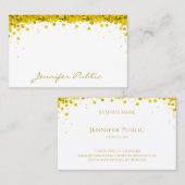 Modernes Gold Confetti Handschrift Text Template Visitenkarte (Vorne/Hinten)