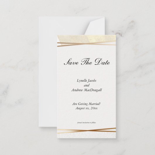 Modernes Gold & Creme Gerahmte Hochzeit Rett-The-D Mitteilungskarte (Vorderseite)
