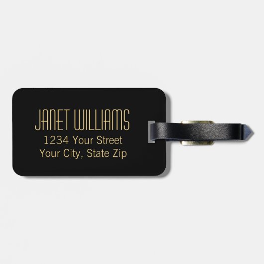 Modernes Gold Curls Muster mit individueller Monog Gepäckanhänger (Rückseite horizontal)