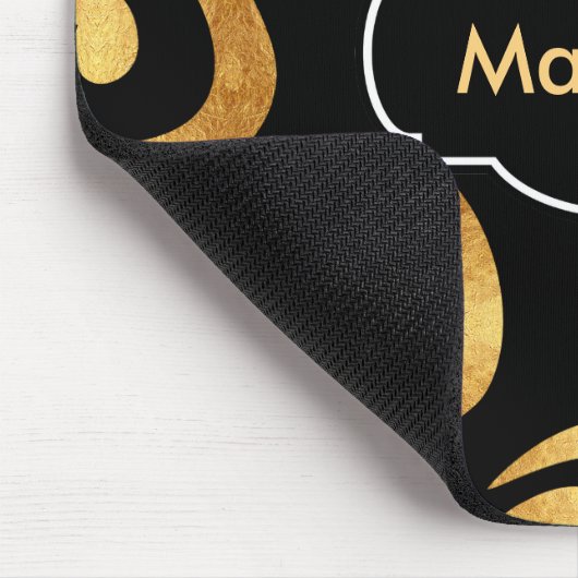 Modernes Gold Curls Muster mit individueller Monog Mousepad (Ecke)