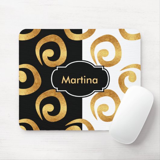 Modernes Gold Curls Muster mit individueller Monog Mousepad (Mit Mouse)