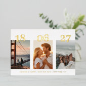 Modernes GOLD DATE VIER Foto Save the Date Folieneinladung (Stehend vorne)