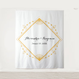 Modernes Gold Diamond Wedding Foto Booth Hintergru Wandteppich