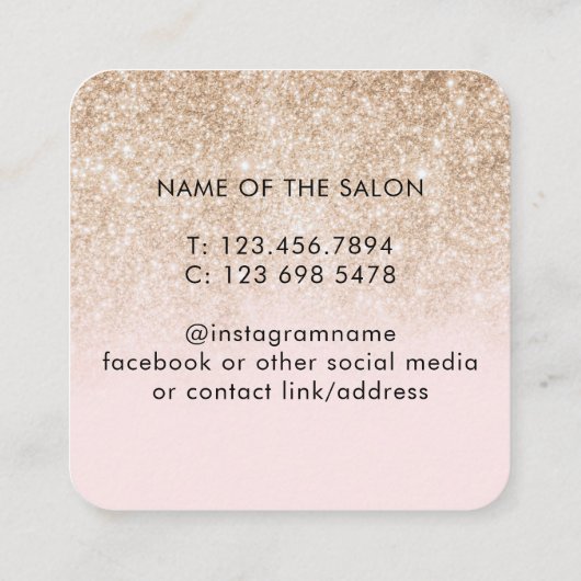 Modernes Gold Elegantes Rosa Schönheitssalon Terminkarte (Rückseite)